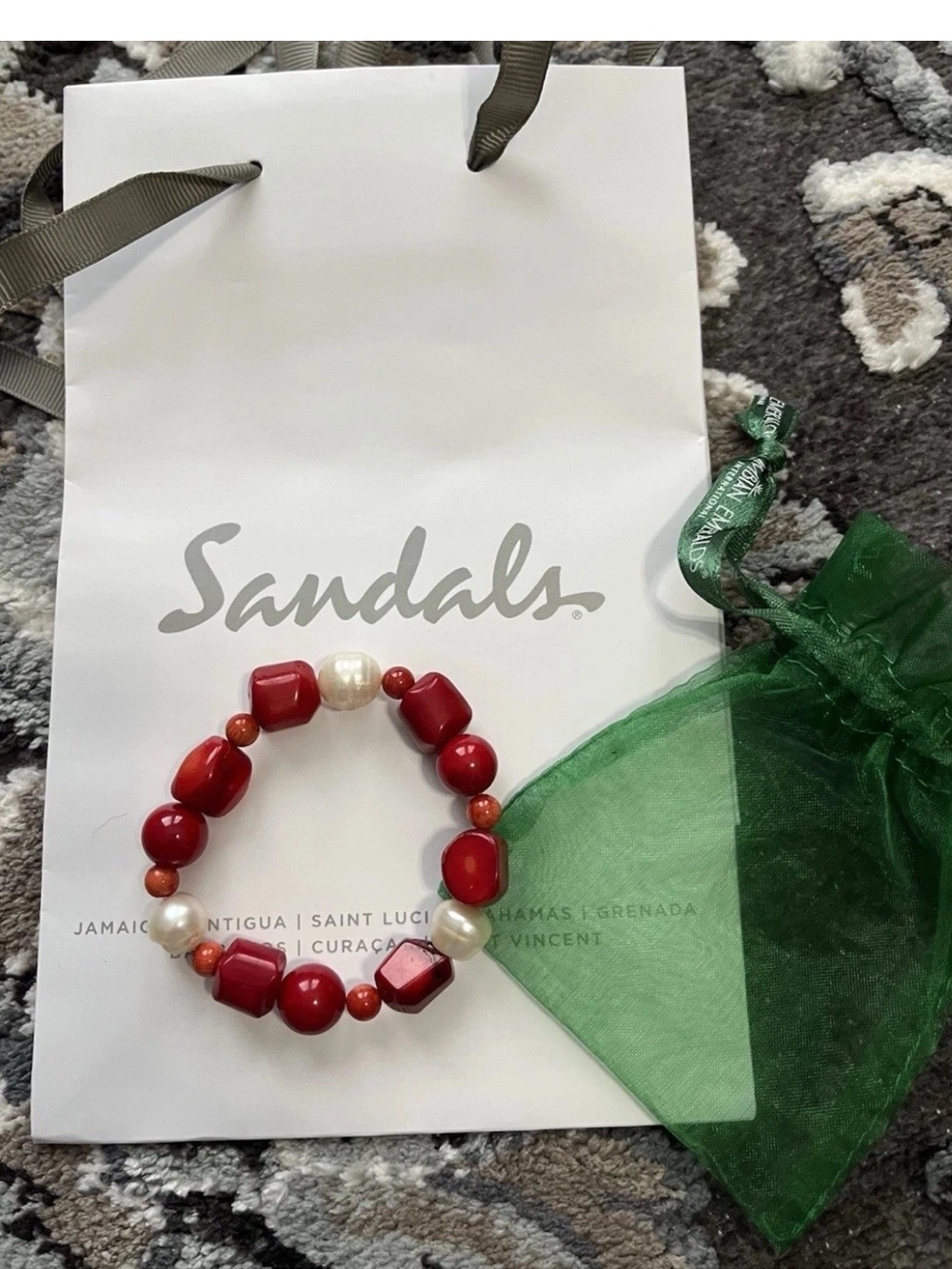 Natural Reds Gemstone Bracelet from Barbados~ Sandals Resort, Jewelry Store NEW